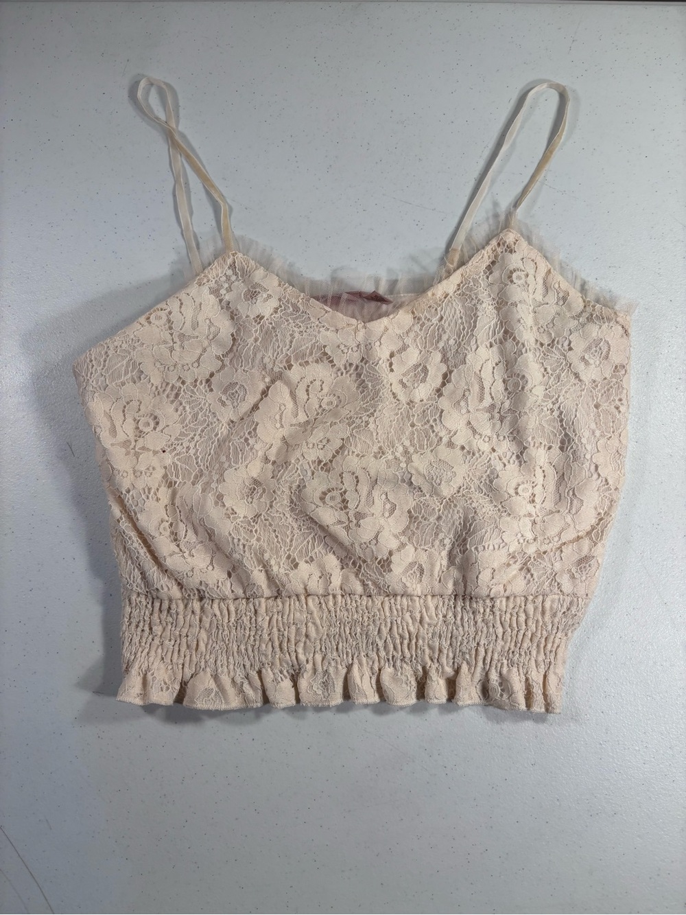 Willow Lace Smocked Cami in Blush ivory